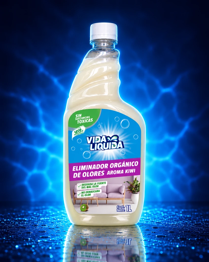 Presentación de Eliminador orgánico de olores aroma kiwi de 1 litro